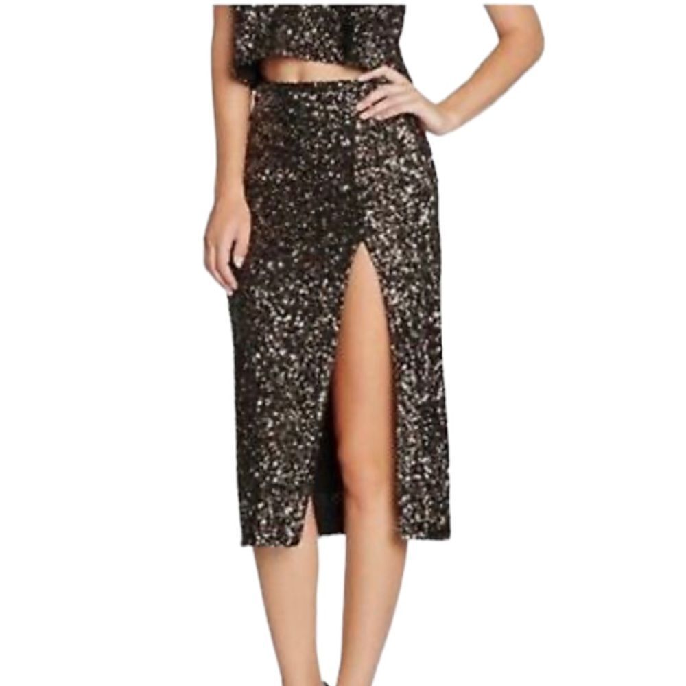 Dress The Population Alessandra Sequin Midi Skirt Sz Medium